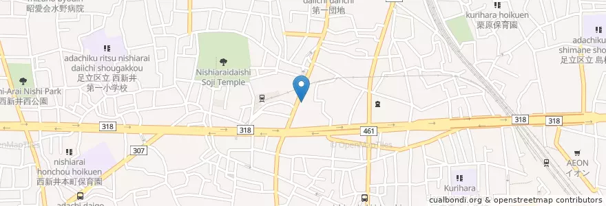 Mapa de ubicacion de 西新井消防署大師前出張所 en Giappone, Tokyo, 足立区.