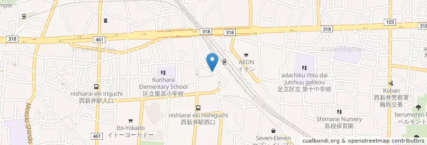Mapa de ubicacion de 西新井警察署 西新井駅前交番 en Giappone, Tokyo, 足立区.