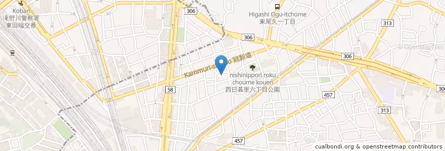 Mapa de ubicacion de 西日暮里保育園 en 日本, 东京都/東京都.