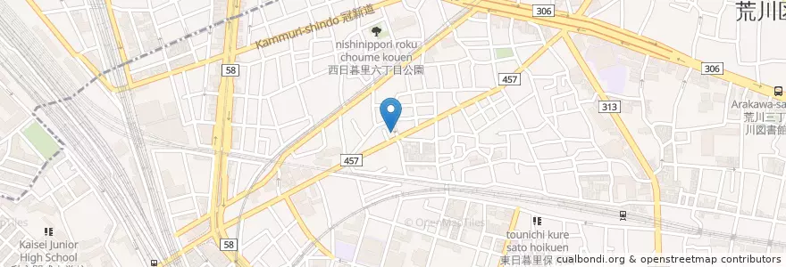 Mapa de ubicacion de 西日暮里郵便局 en ژاپن, 東京都.