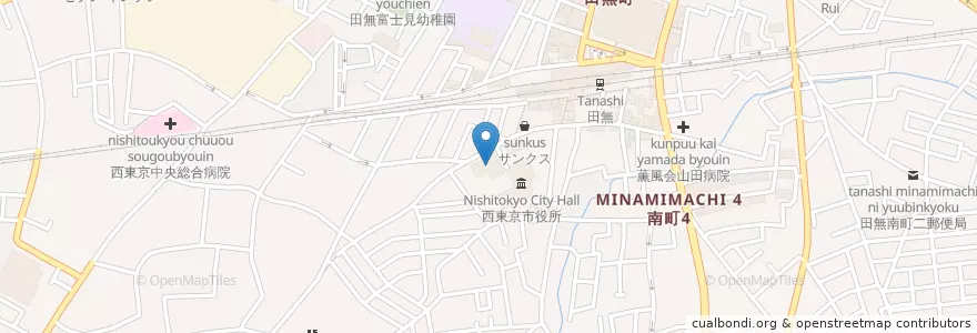 Mapa de ubicacion de 西東京市中央図書館 en Japon, Tokyo, 西東京市.