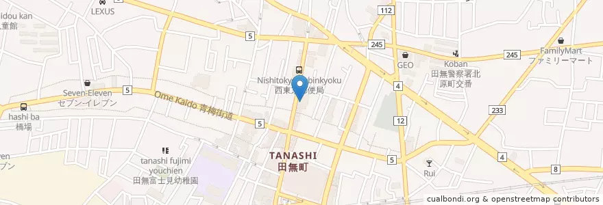 Mapa de ubicacion de 西東京郵便局 en Japonya, 東京都, 西東京市.