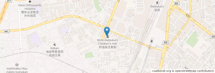 Mapa de ubicacion de 西池袋児童館 en Japonya, 東京都, 豊島区.