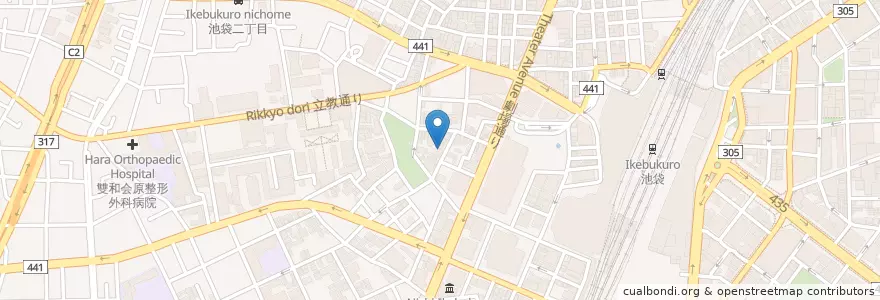 Mapa de ubicacion de 西池袋郵便局 en Giappone, Tokyo, Toshima.