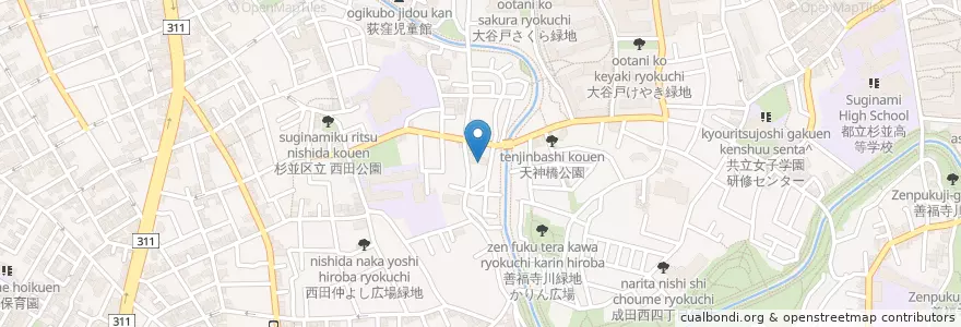 Mapa de ubicacion de 西田幼稚園 en Japão, Tóquio, 杉並区.