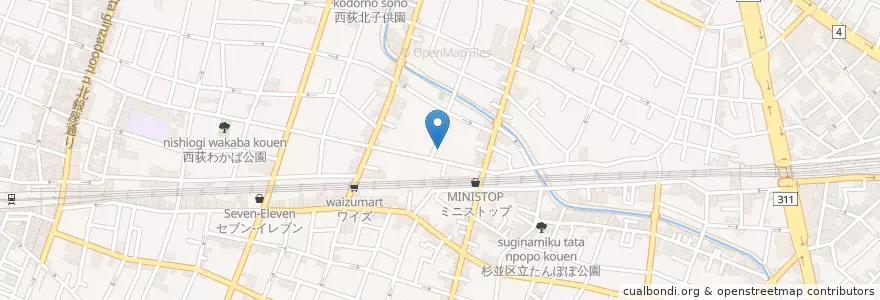 Mapa de ubicacion de 西荻北児童館 en 日本, 東京都, 杉並区.