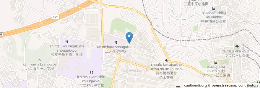 Mapa de ubicacion de 調布上ノ原保育園 en 日本, 東京都, 調布市.