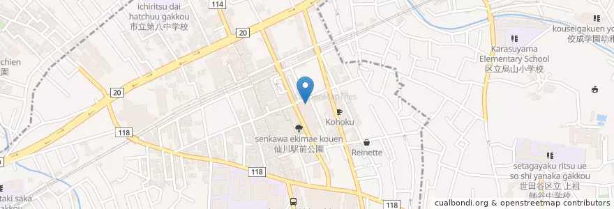 Mapa de ubicacion de 調布仙川郵便局 en Giappone, Tokyo, 調布市.