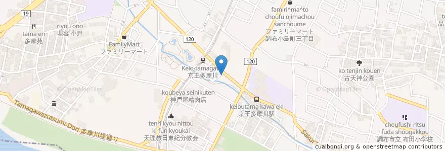 Mapa de ubicacion de 調布小島郵便局 en Japón, Tokio.