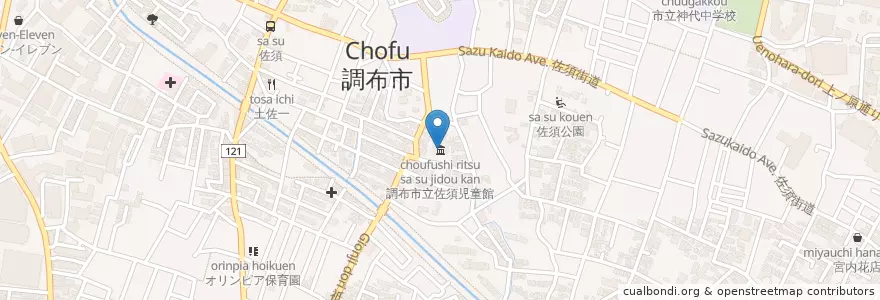 Mapa de ubicacion de 調布市立佐須児童館 en Jepun, 東京都, 調布市.