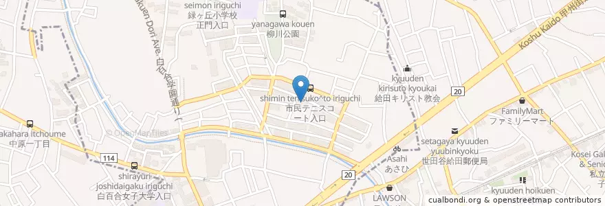 Mapa de ubicacion de 調布市立図書館緑ケ丘分館 en ژاپن, 東京都, 調布市.