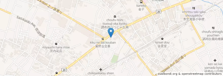 Mapa de ubicacion de 調布消防署つつじヶ丘出張所 en Jepun, 東京都, 調布市.