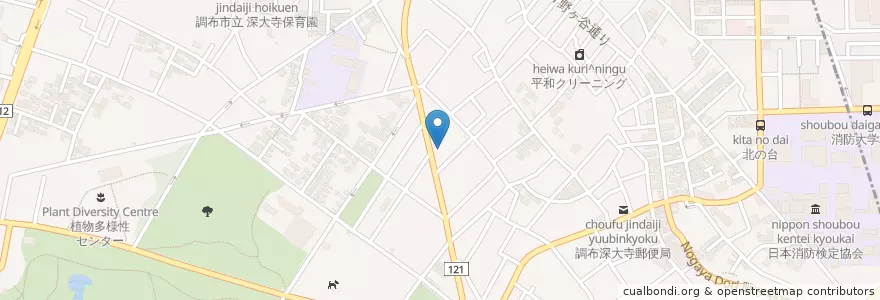 Mapa de ubicacion de 調布消防署深大寺出張所 en Japan, Tokio, 調布市.