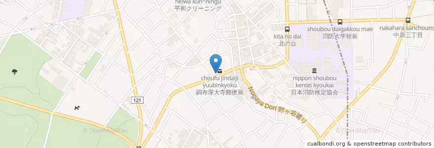 Mapa de ubicacion de 調布深大寺郵便局 en Japan, Tokio.
