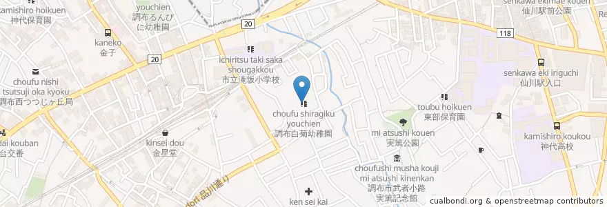 Mapa de ubicacion de 調布白菊幼稚園 en 日本, 東京都, 調布市.