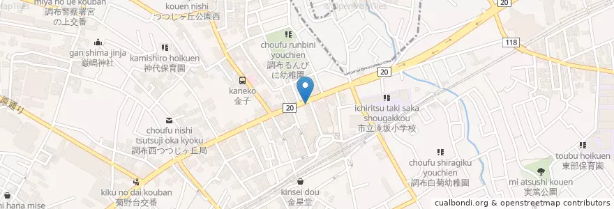 Mapa de ubicacion de 調布警察署つつじが丘駅前交番 en Japón, Tokio, Chofu.