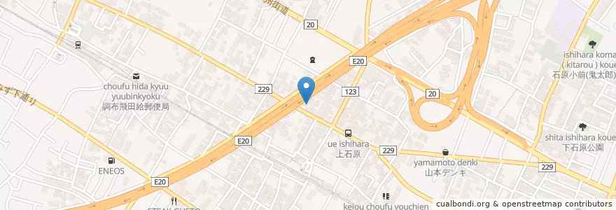 Mapa de ubicacion de 調布警察署上石原交番 en Japão, Tóquio, 調布市.