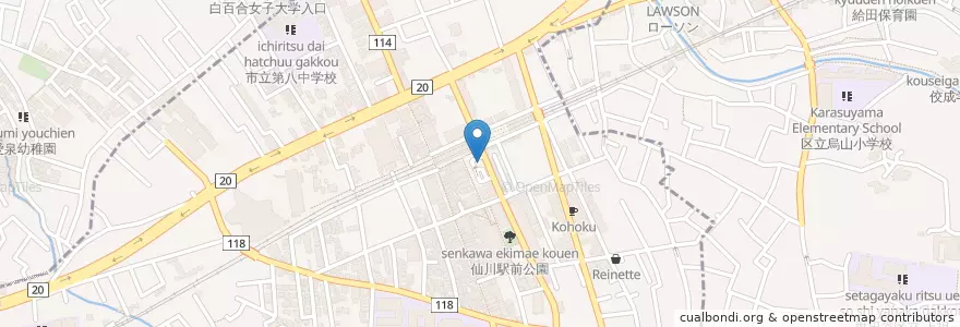 Mapa de ubicacion de 調布警察署 仙川交番 en Jepun, 東京都, 調布市.