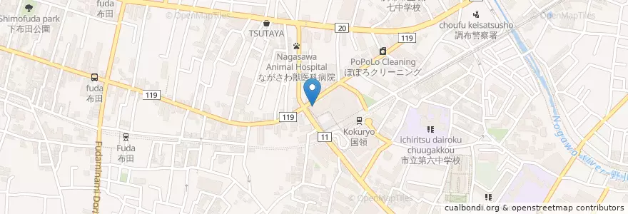 Mapa de ubicacion de 調布警察署国領交番 en اليابان, 東京都, 調布市.