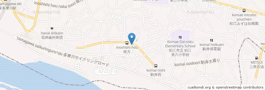 Mapa de ubicacion de 調布警察署猪方交番 en Giappone, Prefettura Di Kanagawa, Tokyo, 川崎市, 狛江市.