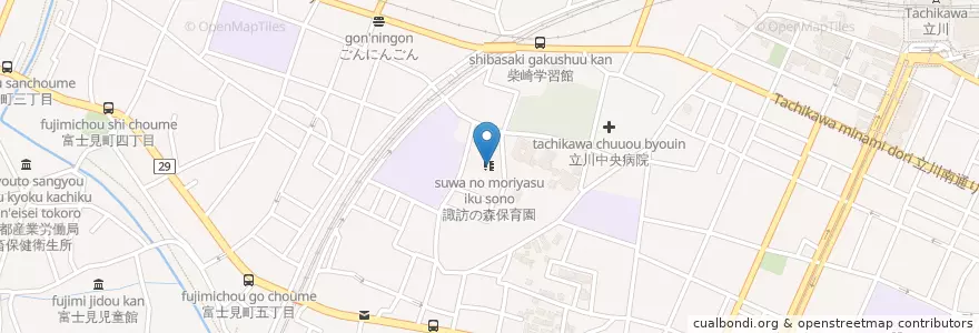 Mapa de ubicacion de 諏訪の森保育園 en Japón, Tokio, Tachikawa.
