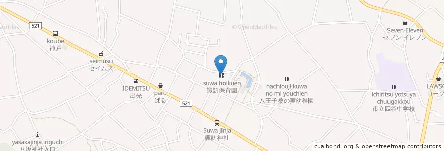 Mapa de ubicacion de 諏訪保育園 en 日本, 东京都/東京都, 八王子市.