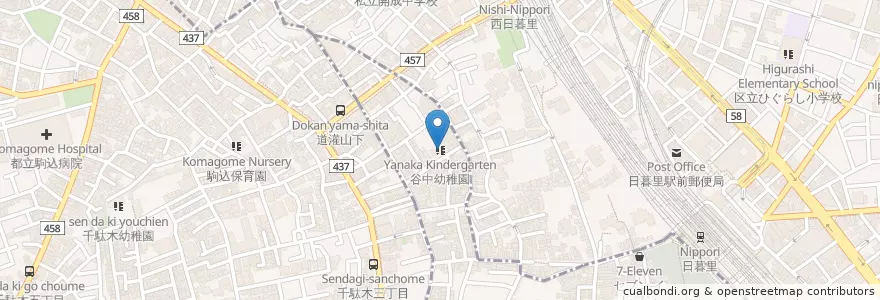 Mapa de ubicacion de 谷中幼稚園 en 일본, 도쿄도, 다이토구.
