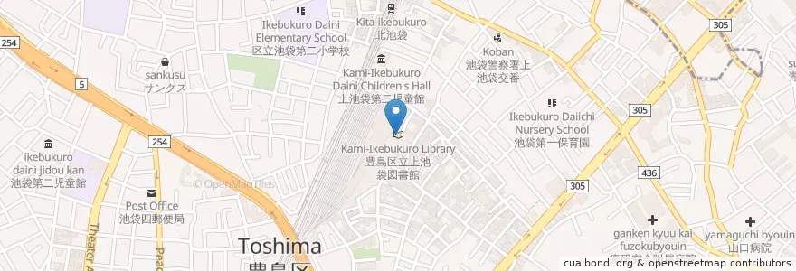 Mapa de ubicacion de 豊島区立上池袋図書館 en Japon, Tokyo, 豊島区.