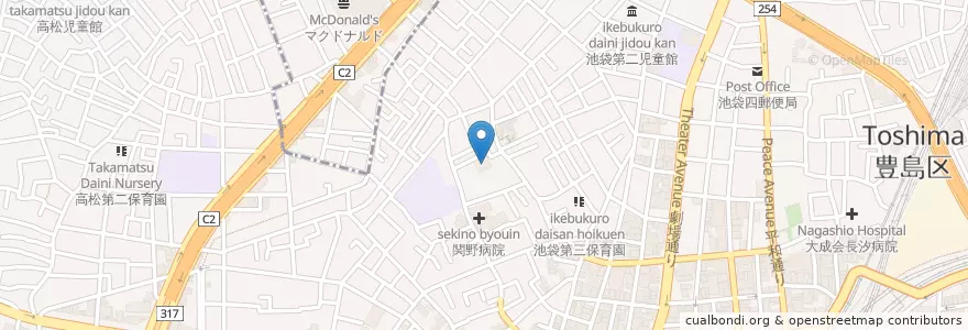 Mapa de ubicacion de 豊島区立池袋図書館 en ژاپن, 東京都, 豊島区.