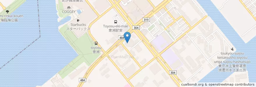 Mapa de ubicacion de 豊洲児童館 en 일본, 도쿄도, 江東区.