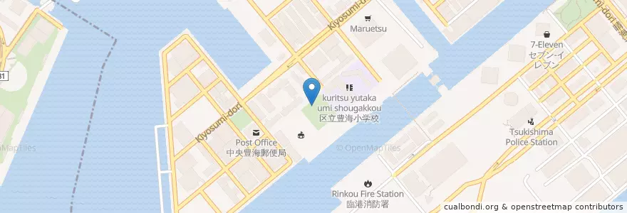 Mapa de ubicacion de 豊海幼稚園 en 日本, 东京都/東京都, 中央区.