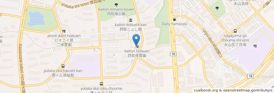 Mapa de ubicacion de 貝取保育園 en 日本, 東京都, 多摩市.