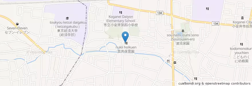 Mapa de ubicacion de 貫井保育園 en Japon, Tokyo, 小金井市.