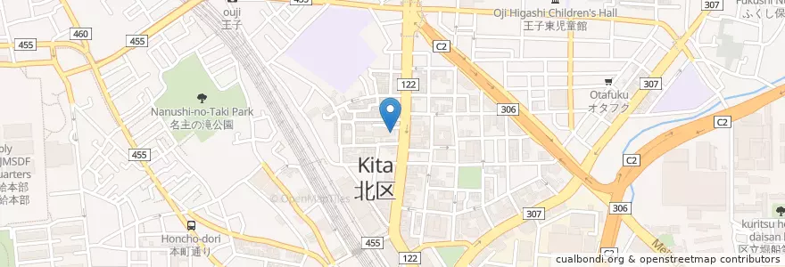 Mapa de ubicacion de 王子病院 en Japan, 東京都, 北区.