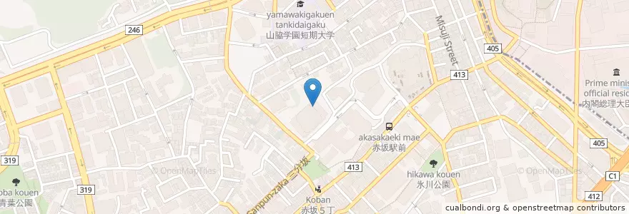 Mapa de ubicacion de 赤坂パークビル内郵便局 en 일본, 도쿄도, 미나토.