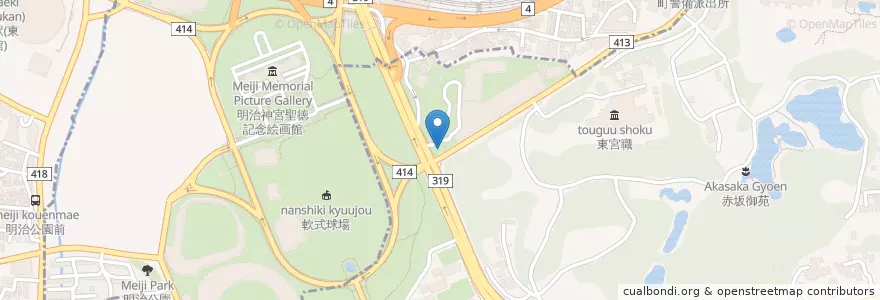 Mapa de ubicacion de 赤坂警察署東宮御所警備派出所 en Japon, Tokyo, 港区.