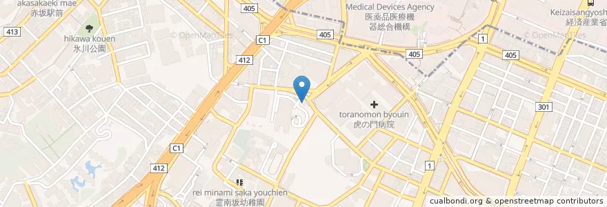 Mapa de ubicacion de 赤坂警察署米国大使館警備派出所 en Japão, Tóquio, 港区.