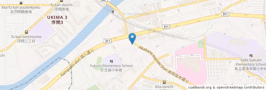 Mapa de ubicacion de 赤羽北二郵便局 en Japan, Tokio, 北区.