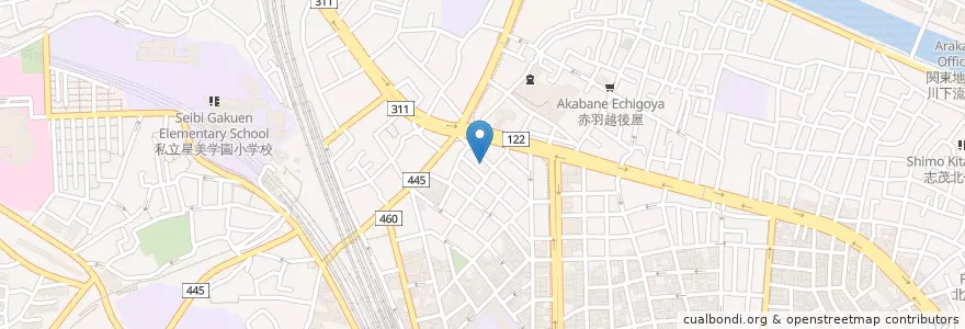 Mapa de ubicacion de 赤羽岩淵駅前郵便局 en Japan, Tokio, 北区.
