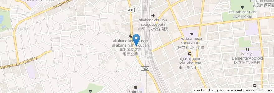 Mapa de ubicacion de 赤羽西二郵便局 en Jepun, 東京都, 北区.
