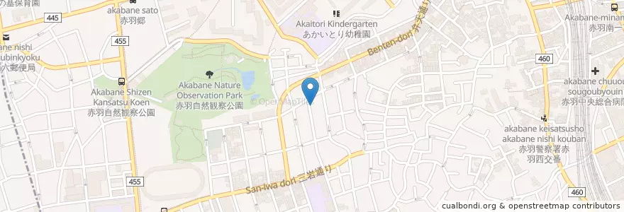 Mapa de ubicacion de 赤羽西保育園 en 일본, 도쿄도, 北区.