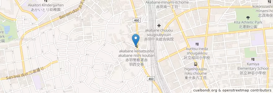 Mapa de ubicacion de 赤羽警察署 赤羽西交番 en Japonya, 東京都, 北区.