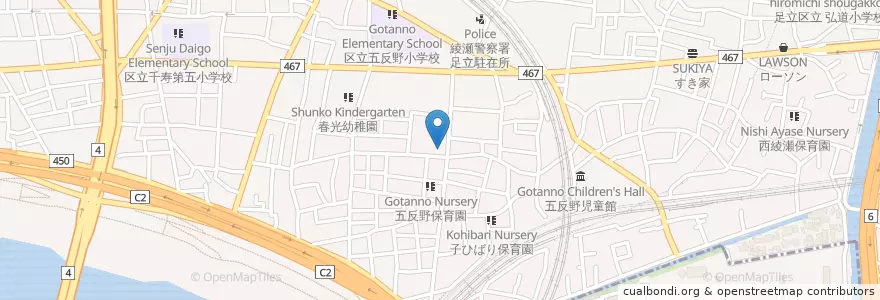 Mapa de ubicacion de 足立三郵便局 en Japão, Tóquio, 足立区.