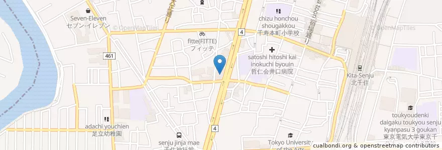Mapa de ubicacion de 足立中居郵便局 en 일본, 도쿄도, 足立区.