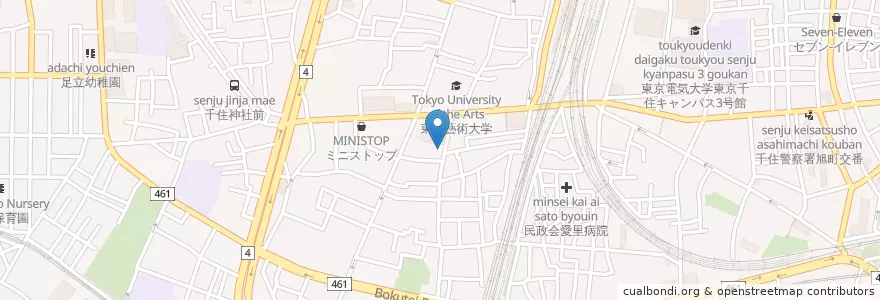 Mapa de ubicacion de 足立仲町郵便局 en Japon, Tokyo, 足立区.