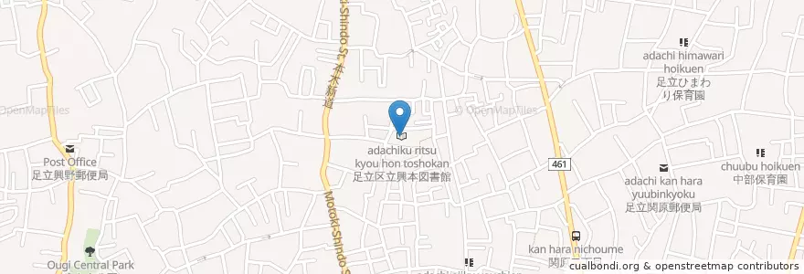 Mapa de ubicacion de 足立区立興本図書館 en Japan, Tokio, 足立区.