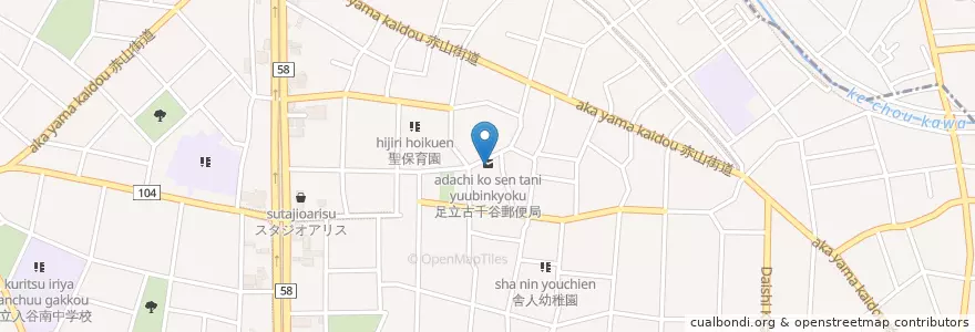 Mapa de ubicacion de 足立古千谷郵便局 en Japon, Tokyo, 足立区.