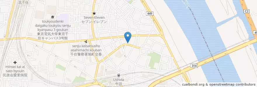 Mapa de ubicacion de 足立柳原郵便局 en Giappone, Tokyo, 足立区.