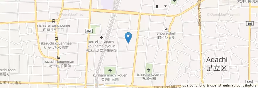 Mapa de ubicacion de 足立栗原北郵便局 en 日本, 东京都/東京都, 足立区.