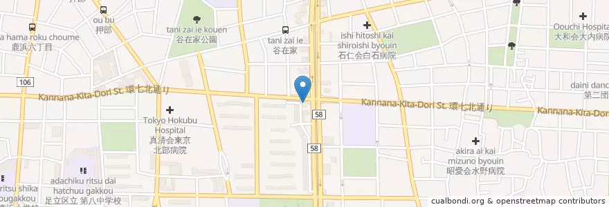 Mapa de ubicacion de 足立江北郵便局 en Япония, Токио, Адати.